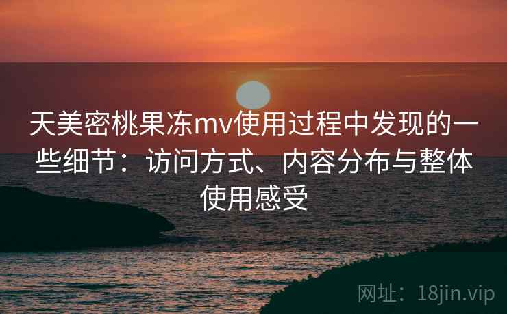 天美密桃果冻mv使用过程中发现的一些细节：访问方式、内容分布与整体使用感受