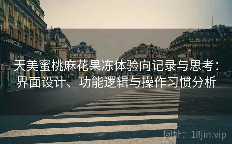 天美蜜桃麻花果冻体验向记录与思考：界面设计、功能逻辑与操作习惯分析