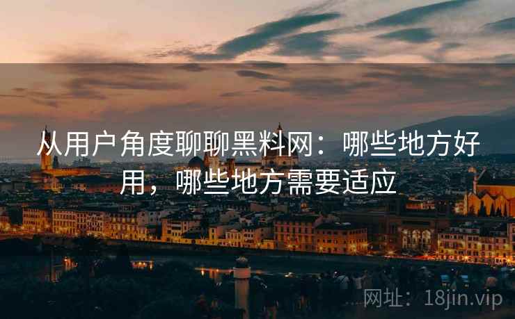 从用户角度聊聊黑料网:哪些地方好用,哪些地方需要适应