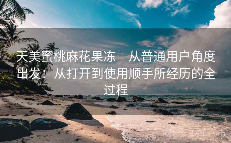 天美蜜桃麻花果冻｜从普通用户角度出发：从打开到使用顺手所经历的全过程