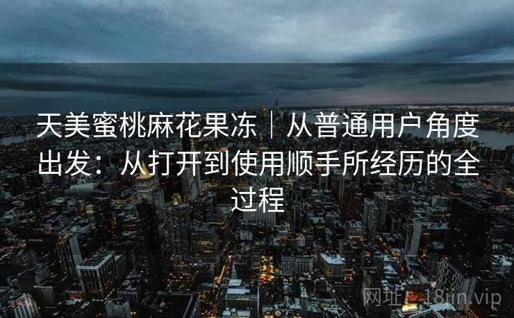 天美蜜桃麻花果冻｜从普通用户角度出发：从打开到使用顺手所经历的全过程